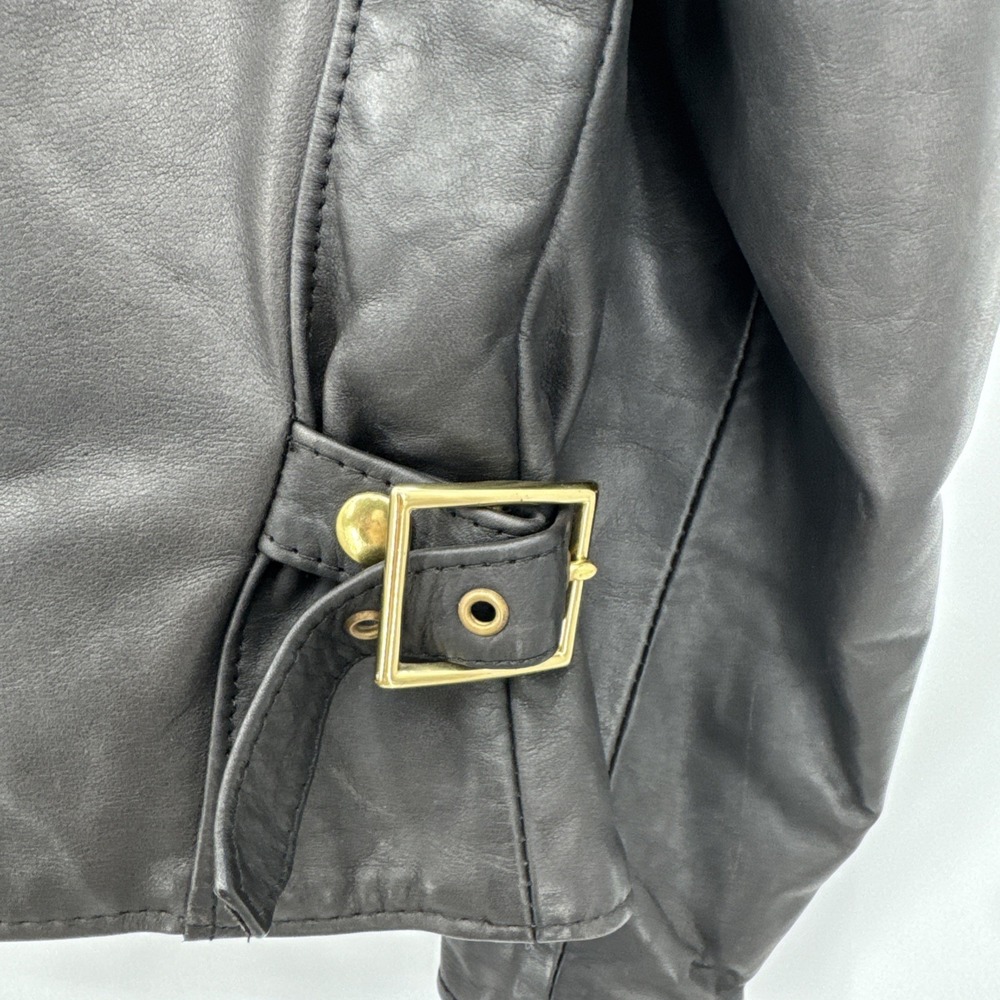 Vintage Natel Women's Size 8 Black Heavy Leather Motorcycle Jacket Made in USA - Picture 9 of 16